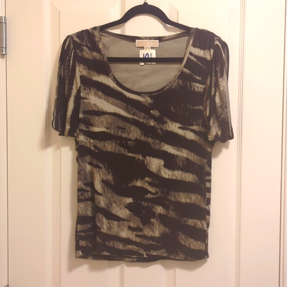 Michael Kors green and black printed top